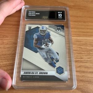 Amon-Ra St. Brown Detroit Lions 2021 Panini Mosaic Rookie Card MINT 10